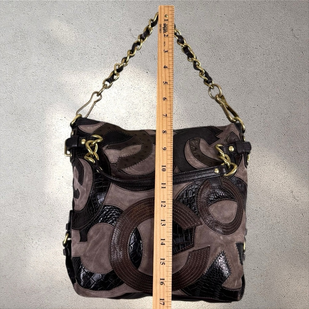 Y2K COACH ❀ LIMITED ED BROOKE #14340 INLAID C SUEDE TAUPE BROWN HOBO HANDBAG ❀ - Picture 7 of 8